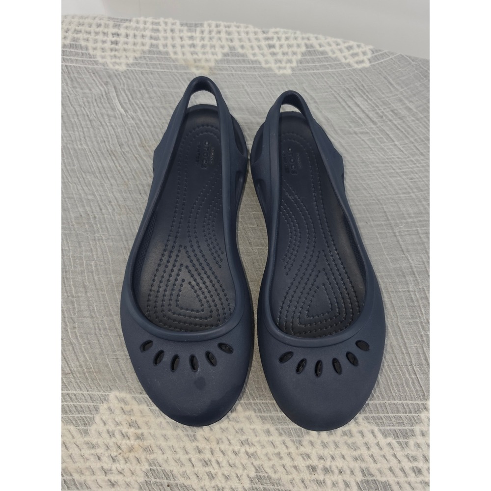 Crocs Kadee Slingback Flats Navy Blue Women 7 Casual Comfort Shoes